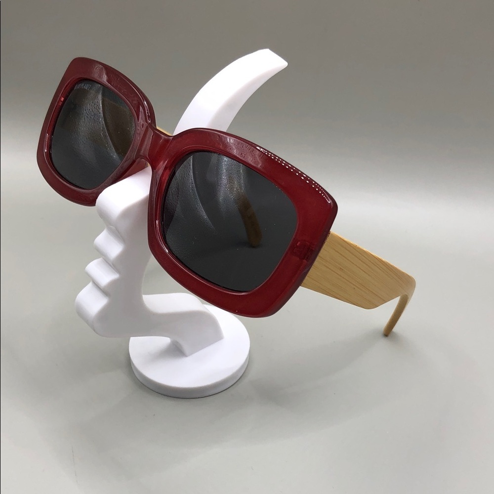 Blue planet CAM BP 18263 eco sunglasses square semi oversized dark red wood.